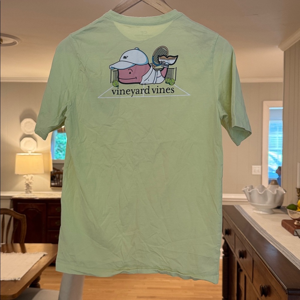 VINEYARD VINES Boys Lime Green Tennis Whale Cotton Pocket Tee Shirt LARGE (16)